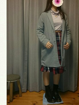 「RAY CASSIN（レイカズン）の綾モッサチェスターコート（チェスターコート、グレー系）」を使った、 かっちょんさん（レディース・158cm）の冬コーディネート