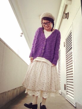 「不明のアイテム（スカート、ベージュ系）」を使った、ｓａｙｕさん（レディース・155cm）の春コーディネート