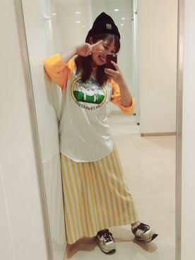 「黄色スカート」｜ｓａｙｕさん（レディース・155cm）の秋コーディネート