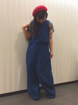 「インディゴデニム」｜「アイテム（ハンチング/ベレー帽）」を使った、ｓａｙｕさん（レディース・155cm）の夏コーディネート