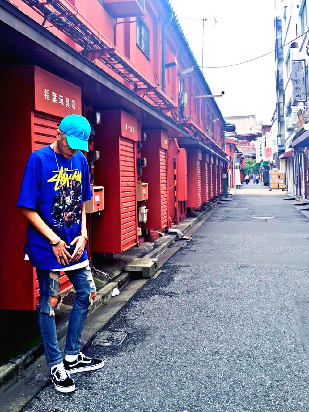 「Japan、street、blue、WEARBOOKエントリー、ootd」｜「POLO RALPH LAURENのアイテム（キャップ、ブルー系）」を使った、lemonさん（メンズ・177cm）の秋コーディネートの1枚目の写真