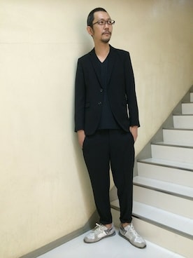 「MORGAN HOMME（モルガンオム）のアイテム（テーラードジャケット）」を使った、ケンシロウさん（メンズ・187cm）の秋コーディネート