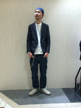 「MORGAN HOMME（モルガンオム）のアイテム（テーラードジャケット）」を使った、ケンシロウさん（メンズ・187cm）の春コーディネート