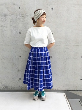 「My Fav. CHILD WOMAN（マイファブチャイルドウーマン）のデラヴェジャージ　５分袖プルオーバー（Tシャツ/カットソー、ホワイト系）」を使った、chiiiさん（レディース・152cm）の春コーディネート