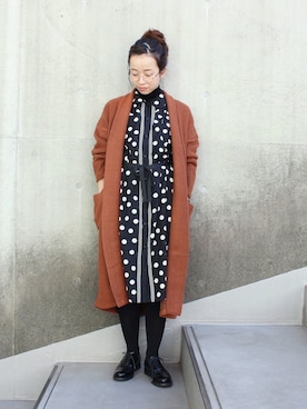 「Dot＆Stripes CHILD WOMAN（ドットアンドストライプス　チャイルドウーマン）のアイテム（ワンピース/ドレス、ブラック系）」を使った、chiiiさん（レディース・152cm）の秋コーディネート