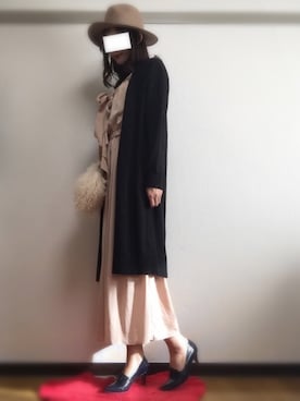 「アイテム（つなぎ/オールインワン、ベージュ系）」を使った、うささん（レディース・164cm）の冬コーディネート