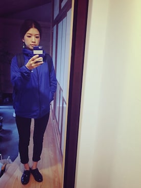 「アイテム（マウンテンパーカー、ブルー系）」を使った、sukaponさん（レディース・153cm）の夏コーディネート