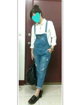 「FOREVER 21（フォーエバー トゥエンティーワン）のアイテム（バックパック/リュック、ブラック系）」を使った、Hs.cさん（レディース・166cm）の春コーディネート