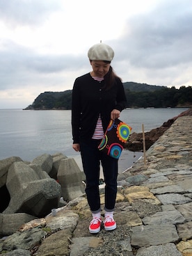 「ORCIVAL（オーシバル）の【ORCIVAL(オーシバル)】コットンロード フレンチバスクシャツ（Tシャツ/カットソー）」を使った、mocoさん（レディース・160cm）の春コーディネート