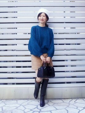 「アダムエロペ」｜「アイテム（ブーツ）」を使った、rankaさん（レディース・159cm）の冬コーディネート