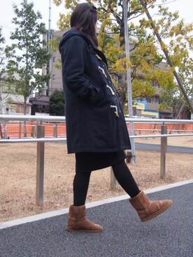 「moussy」｜「アイテム（ダッフルコート）」を使った、まこさん（レディース・164cm）の冬コーディネート