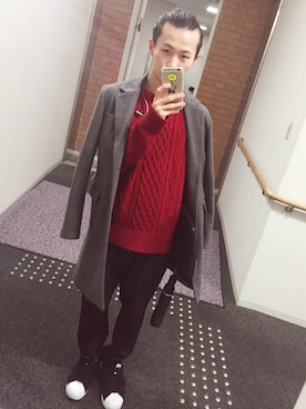 「holiday」｜「アイテム（チェスターコート）」を使った、ヒロさん（メンズ・163cm）の冬コーディネート