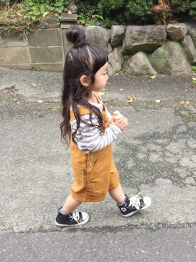 「AIGLE（エーグル）のアイテム（サロペット/オーバーオール）」を使った、hina さん（キッズ・100cm）の春コーディネート