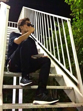 「adidas（アディダス）のアイテム（スニーカー、ブラック系）」を使った、Kenta Toyamaさん（メンズ・173cm）の夏コーディネート