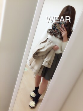 「ソックス」｜「アイテム（トレンチコート）」を使った、Sachiさん（レディース・159cm）の春コーディネート