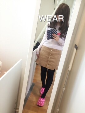 「スウェードスカート」｜「アイテム（ブーティ）」を使った、Sachiさん（レディース・159cm）の冬コーディネート