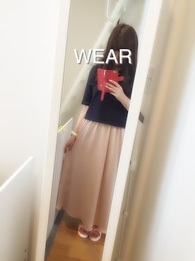 「ネイビー×ピンク」｜「アイテム（アナログ腕時計）」を使った、Sachiさん（レディース・159cm）の春コーディネート