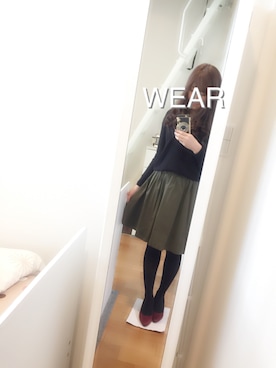 「アイテム（タイツ/ストッキング、ブルー系）」を使った、Sachiさん（レディース・159cm）の秋コーディネート