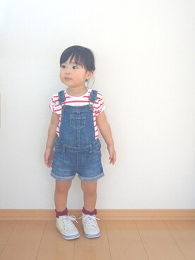 「ドラフトGAP」｜「アイテム（サロペット/オーバーオール）」を使った、kaoooyunaさん（キッズ・80cm）の夏コーディネート