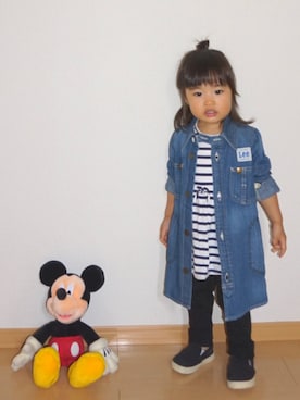 「アイテム（シャツワンピース）」を使った、kaoooyunaさん（キッズ・90cm）の秋コーディネート