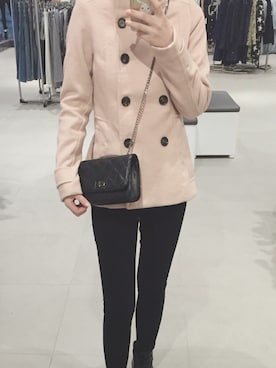 「H&M（エイチ・アンド・エム）のアイテム（ダッフルコート）」を使った、金子多さん（レディース・163cm）の冬コーディネート