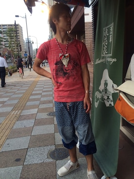 「mercibeaucoup,（メルシーボークー）のアイテム（アクセサリー）」を使った、じゃぱんさん（メンズ・175cm）の夏コーディネート