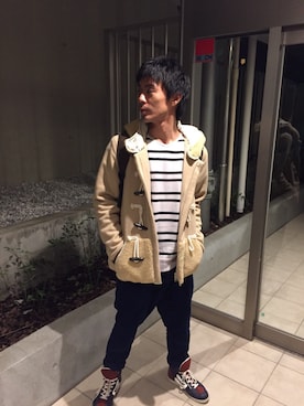 「mercibeaucoup,（メルシーボークー）のアイテム（ダッフルコート）」を使った、じゃぱんさん（メンズ・175cm）の秋コーディネート