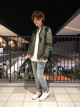 「アイテム（MA-1）」を使った、k.kさん（メンズ・170cm）の春コーディネート