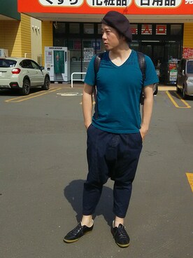 「semoh（セモー）のアイテム（帽子）」を使った、Takahiro Nakanoさん（メンズ・175cm）の夏コーディネート