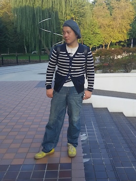 「semoh（セモー）のアイテム（帽子）」を使った、Takahiro Nakanoさん（メンズ・175cm）の秋コーディネート