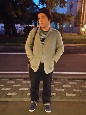 「semoh（セモー）のアイテム（帽子）」を使った、Takahiro Nakanoさん（メンズ・175cm）の秋コーディネート