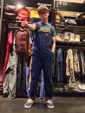 「CABANE de ZUCCa（カバンドズッカ）のアイテム（サロペット/オーバーオール）」を使った、tsairainさん（メンズ・181cm）の夏コーディネート