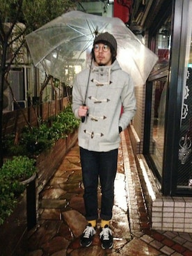 「Design Tshirts Store graniph（デザイン　ティーシャツ　ストア　グラニフ）のアイテム（ダッフルコート）」を使った、しゅんやさん（メンズ・168cm）の冬コーディネート
