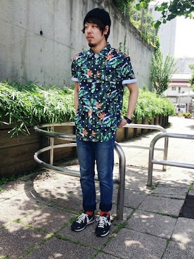 「Design Tshirts Store graniph（デザイン　ティーシャツ　ストア　グラニフ）のアイテム」を使った、しゅんやさん（メンズ・168cm）の夏コーディネート