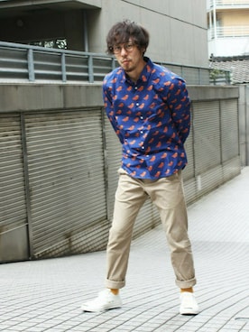 「UNIQLO（ユニクロ）のアイテム（チノパンツ）」を使った、しゅんやさん（メンズ・168cm）の夏コーディネート