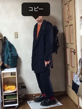 「Edwina Horl（エドウィナホール）のアイテム（チェスターコート）」を使った、shota  hiokiさん（メンズ・174cm）の冬コーディネート