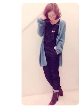 「アイテム（ブーティ、レッド系）」を使った、2mikaさん（レディース・157cm）の秋コーディネート