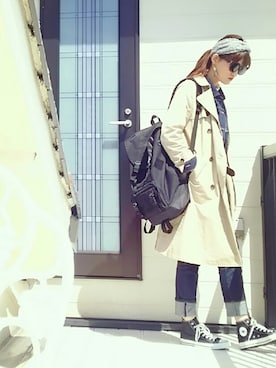 「ハイネックトップス」｜「アイテム（デニムジャケット）」を使った、miminyさん（レディース・171cm）の春コーディネート