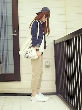 「stansmith」｜「アイテム（ジャケット/アウター）」を使った、miminyさん（レディース・171cm）の春コーディネート
