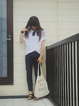「トートバック」｜「アイテム（財布/小物）」を使った、miminyさん（レディース・171cm）の夏コーディネート