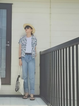「バンダナ」｜「アイテム（ビーチサンダル）」を使った、miminyさん（レディース・171cm）の夏コーディネート