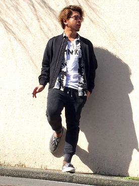 「アロハシャツ」｜「アイテム（ブルゾン）」を使った、keitarouさん（メンズ・50cm）の春コーディネート