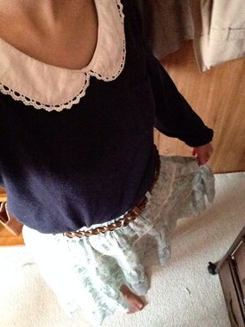 「アイテム（ポンチョ、ホワイト系）」を使った、ちょろすけ。さん（レディース・159cm）の春コーディネート