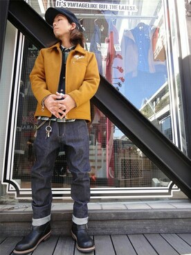「メルトン」｜「アイテム（ブルゾン）」を使った、COTOさん（メンズ・170cm）の秋コーディネート