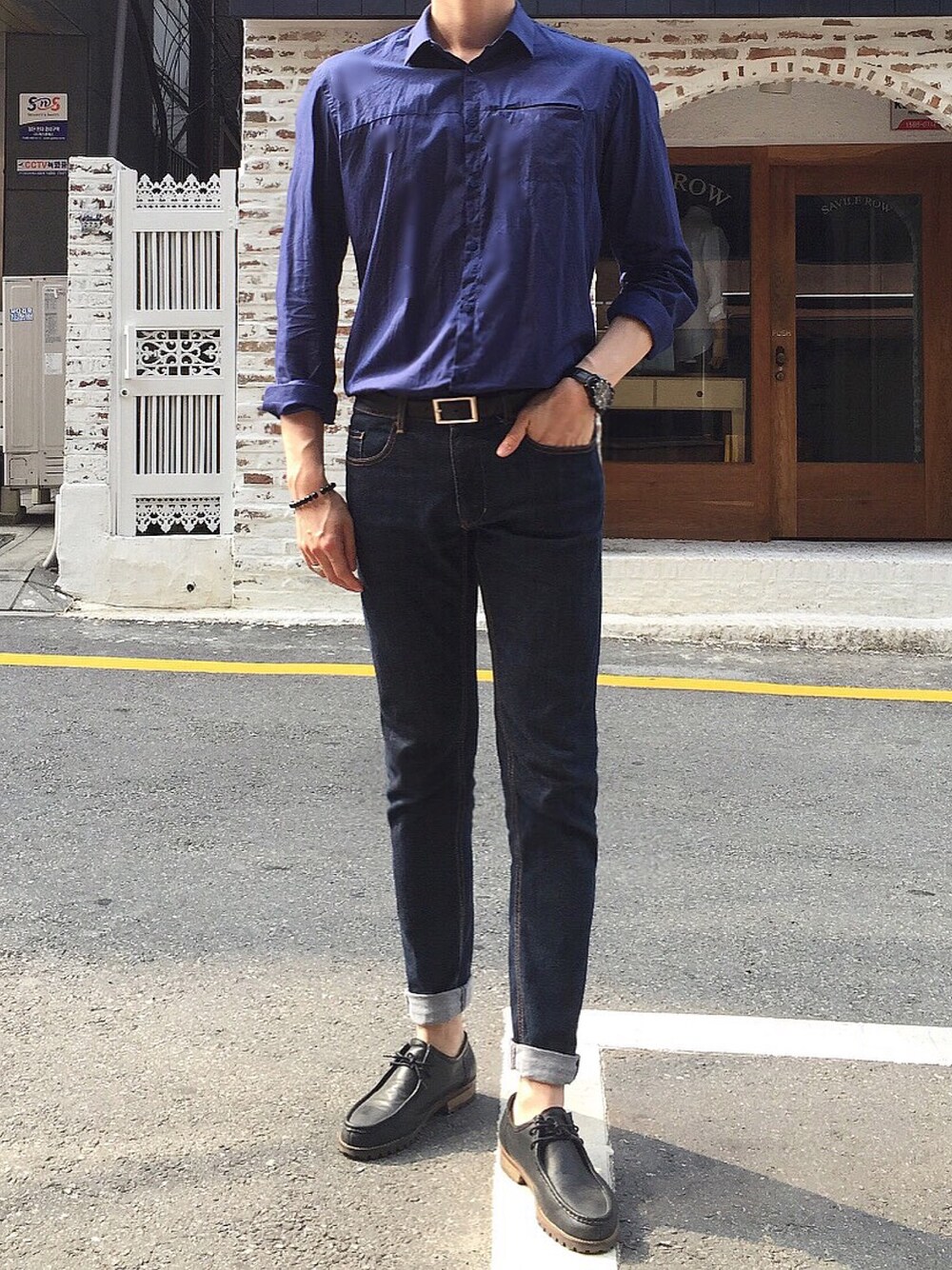 「daily look、ootd、street、STYLE、men、ZARA、korea、lookbook、shirts」｜「ZARAのアイテム（シャツ/ブラウス、ブルー系）」を使った、myeonghoo_さん（メンズ・185cm）の夏コーディネートの1枚目の写真