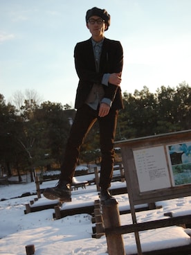 「J.Sabatino（ジェイサバティーノ）のアイテム（ジャケット/アウター）」を使った、kazumaさん（メンズ・178cm）の冬コーディネート