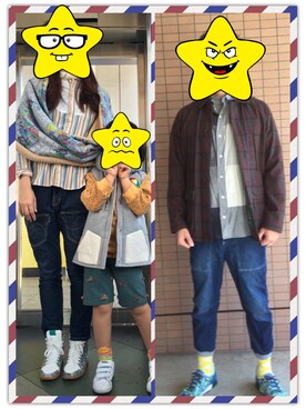 「Ne-net（ネネット）のネルストライプ②（シャツ/ブラウス）」を使った、島鳥烏さん（レディース・167cm）の秋コーディネート