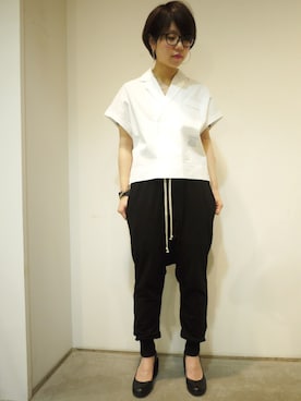 「DRKSHDW by RICK OWENS（ダークシャドウ バイ リックオウエンス）のアイテム」を使った、ホリユキノさん（レディース・154cm）の春コーディネート
