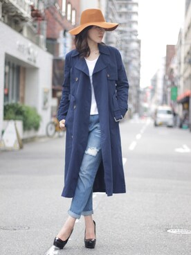 「ダニエルウェリントン」｜「アイテム（トレンチコート）」を使った、kaminさん（レディース・160cm）の秋コーディネート