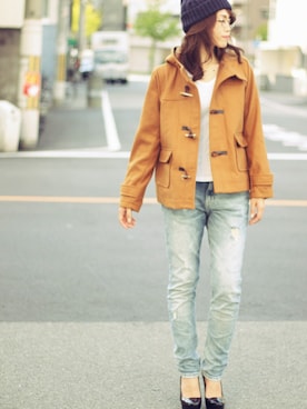 「アイテム（ニットキャップ/ビーニー）」を使った、kaminさん（レディース・160cm）の秋コーディネート